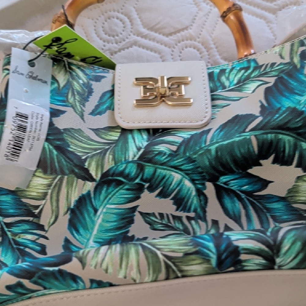 Sam Edelman Leaf Print Mini Bag with Bamboo Handles